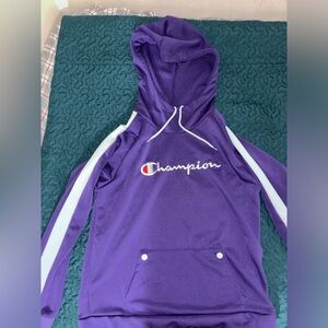 Champion Powerblend Pullover Hoodie Purple White Scuba Hood Women’s Size M